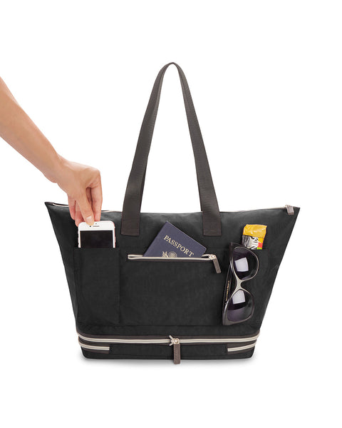 Black | Zipsak Boost! Handbag Expands to Travel Tote