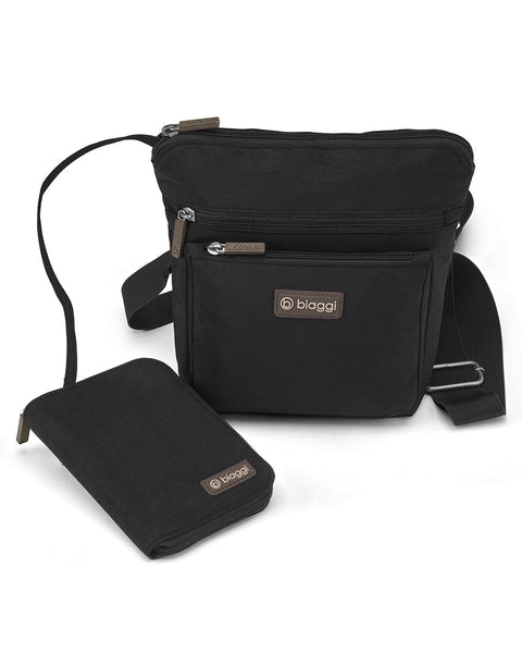 Black | Convertible Crossbody + Zipsafe Travel Organizer
