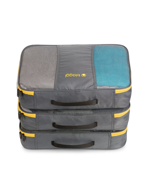 Grey | Zipcubes 3 Pack Large+Laundry/Shoe Bag